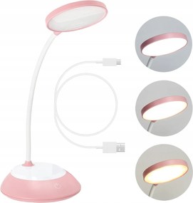 Asztali lámpa 5W Led Rózsaszín Hordozható Usb Állítható Szín Vezeték nélküli