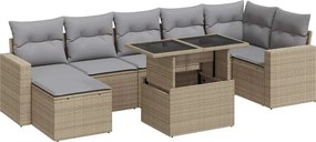vidaXL 8 részes bézs polyrattan kerti ülőgarnitúra párnával