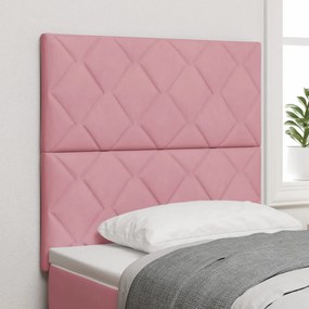 Rózsaszín Fejtámla Gyémánt Blokkokkal 90 cm Bársony, Rózsaszín Fejtámla Gyémánt Blokkokkal 180 cm Bársony