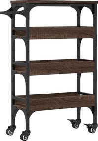 vidaXL barna tölgy színű szerelt fa zsúrkocsi 53x20x76 cm