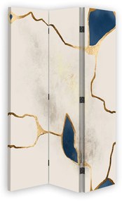 Gario Paraván Kék-arany vonalakkal Méret: 110 x 170 cm, Kivitelezés: Klasszikus paraván