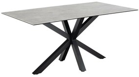 Asztal Oakland 582Fekete, Szürke, 76x90x160cm, Edzett üveg, Kerámia, Fém