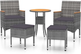vidaXL 5 részes szürke polyrattan kerti ülőgarnitúra