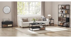 Könyvespolc, 4 szintes polc fekete fémkerettel,barna ajtóval