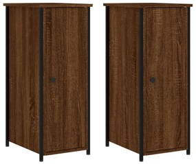 2 db barna tölgy színű szerelt fa éjjeliszekrény 32x42x80 cm