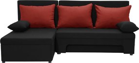 ERIS Kinyitható sarokkanapé Fekete/piros