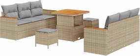 vidaXL Kerti Kanapé Szett 9 pcs Bézs polirattan