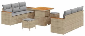 vidaXL Kerti Kanapé Szett 9 pcs Bézs polirattan