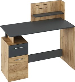 Számítógépasztal, artisan tölgy/grafit, PLATON NEW