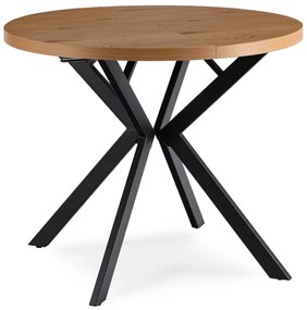 Bővíthető Étkezőasztal Arany Tölgy/Fekete Színben. LUGO 90-190 cm