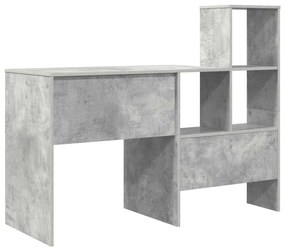 Asztal polcokkal Beton szürke 131.5 x 50 x 106.5 cm Faanyag