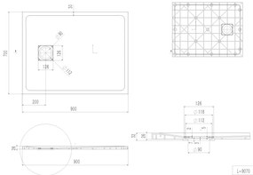 Erga Hyper, SMC zuhanytálca 90x70x2,6 cm + szifon, matt szürke, ERG-V06-SMC-7090S-GR