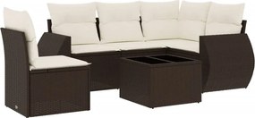 vidaXL 6 részes barna polyrattan kerti ülőgarnitúra párnával