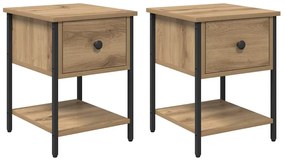Éjjeli asztal 2 pcs kézműves tölgy 34 x 35,5 x 45 cm Faanyag