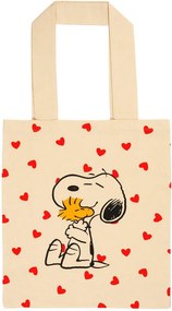 PEANUTS pamut táska 42x38cm, Snoopy szivecskés