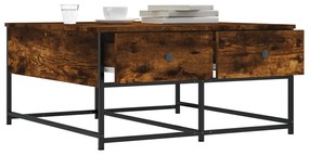 Füstös tölgy színű szerelt fa dohányzóasztal 80x80x40 cm