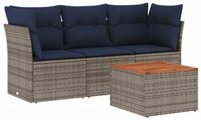 4 részes szürke polyrattan kerti ülőgarnitúra párnával