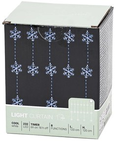 Kültéri fényfüzér Snowflakes, 120x120cm, LED,hideg fehér, időzítő, 8 funkció, elemes, 120 cm