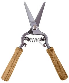 Acél metszőolló, kőrisfa nyéllel, 21,5 cm