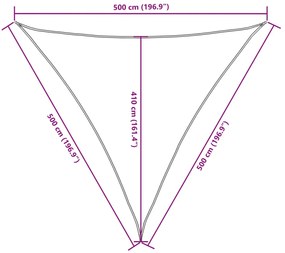 fehér háromszögű oxford-szövet napvitorla 5 x 5 x 5 m