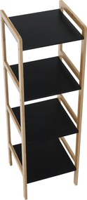 4 polcos állvány, természetes/fekete, NAOKO