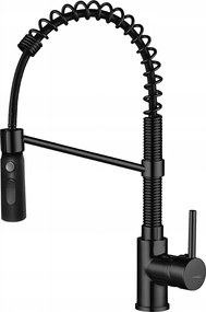 Konyhai Csaptelep Álló Rugós Kifolyócső 3 Funkciós Matt Fekete