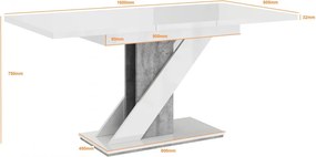 Maasix WGS magasfényű bővíthető 6-8 személyes étkezőasztal Fehér