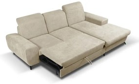 ALTA jobb oldali L-alakú ággyá nyitható kárpitozott sarokkanapé tárolóhellyel, bézs