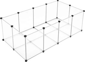 Ketrec háziállatoknak műanyag átlátszó elemekkel, fehér 143x73x46cm