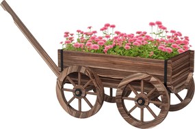 Outsunny Virágosláda A Kerekes Designban, Növények Szállítója Fogantyúval, Virágosláda, Virágtartó Kerthez, Teraszhoz, 30 kg-ig Terhelhető, Sötét Szür