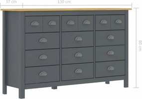 Hill range szürke tömör fenyőfa komód 130 x 37 x 80 cm