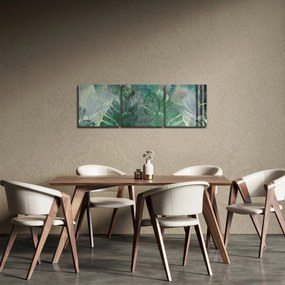 Kép - Beton textúra levelekkel (órával) (90x30 cm)