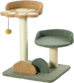 PawHut Macska Fa Kicsi, 52 cm-es Macska Kaparófa Mászófa 2 Szinttel, Kaparóoszlop Játékballal, Macska Bútor, Kicsi Kaparófa 5 kg alatti Macskák számár