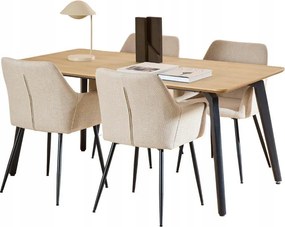 Étkezőgarnitúra téglalap alakú asztal 4 székkel áramvonalas ülőfelülettel Bézs