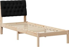 vidaXL Ágykeret Kárpitozott Fejtámlával fejtámlával Barna 75 x 190 cm
