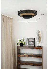 Brilagi - DAKOTA LUNETA LED mennyezeti lámpa 12W, 60 cm, fekete/rattan