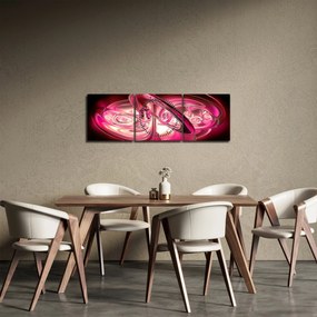 Rózsaszín fraktálos kép (órával) (90x30 cm)