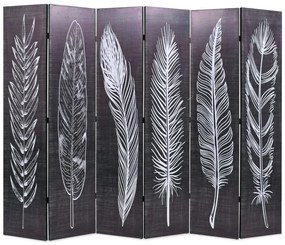 fekete-fehér toll mintás paraván 228 x 170 cm