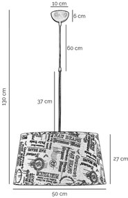 ONLI - Csillár zsinóron MAIDA 1xE27/15W/230V átm. 50 cm barna