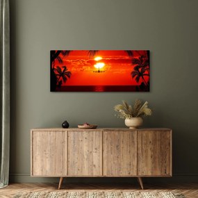 Kép - naplemente repülőgéppel (120x50 cm)