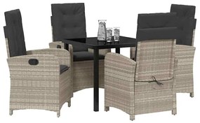 Kert étkező szett 5 pcs Világosszürke polirattan