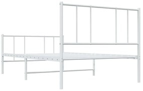 fehér fém ágykeret fej- és lábtámlával 90 x 190 cm