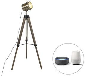 Okos állólámpa állványon fa, stúdió spotlámpával, Wifi-vel B35 - Braha