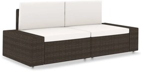 vidaXL 2 személyes barna elemes polyrattan kanapé