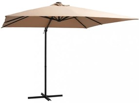 Tópszínű konzolos napernyő led-del és acélrúddal 250x250 cm