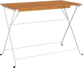 vidaXL tömör akácfa és acél összecsukható bisztróasztal 100x54x71 cm