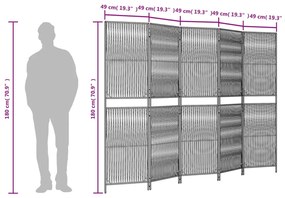 szürke 5-paneles polyrattan térelválasztó