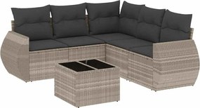 vidaXL 6 részes világosszürke polyrattan kerti ülőgarnitúra párnákkal
