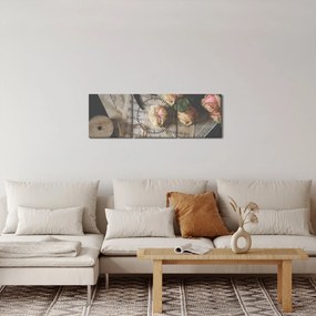 A zenei jegyzetek és a rózsák képe (órával) (90x30 cm)