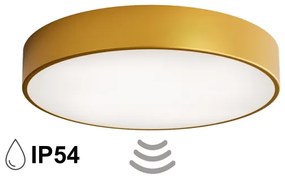 CLEO fürdőszobai mennyezeti lámpa érzékelővel 4xE27/24W/230V, átm. 50 cm, IP54, arany